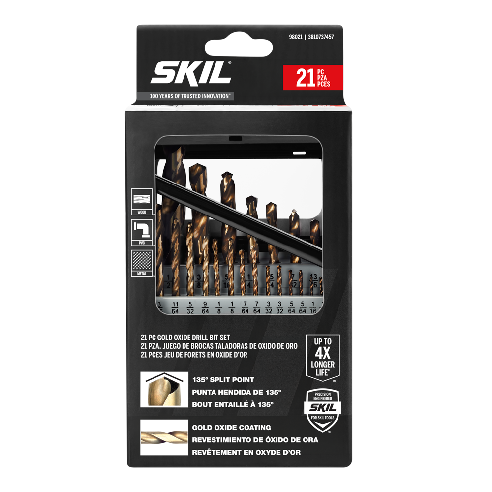 21 Pc. Gold Oxide Drill Bit Set